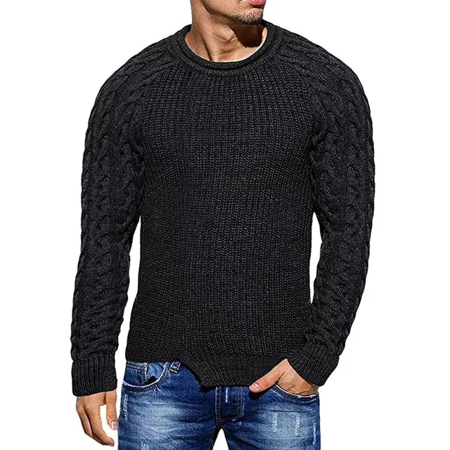 2022New New Men&s O-Neck Twist Sweater Pullover Male Autumn Solid Color Slim Fit Sweaters Long Sleeve Tops M-3XL